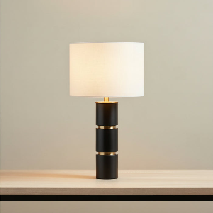 Modern Metal Table Lamp with Linen Shade - 34x59 cm