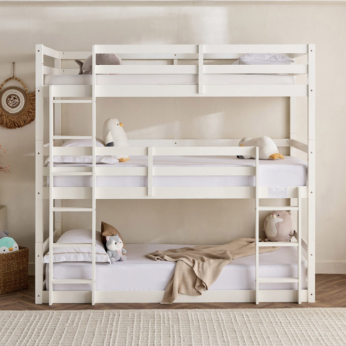 Vertical Space-Saver 3-in-1 Wooden Triple Sleeper Bed