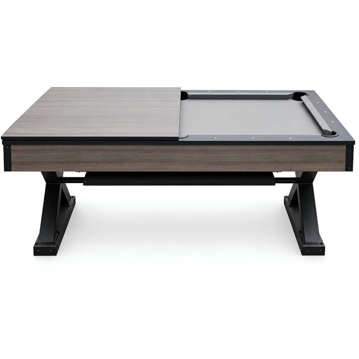7ft Convertible Dining Billiard Table with Slate Bed & Metal Legs