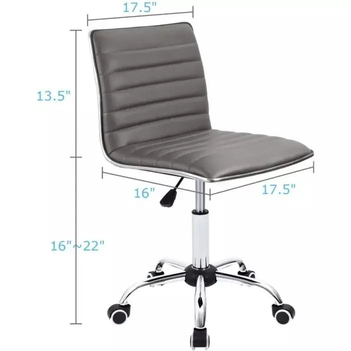 Mid Back Task Chair Comfortable Low Back Leather Swivel Office Desk Chair with Foam Molded Seat and Armless