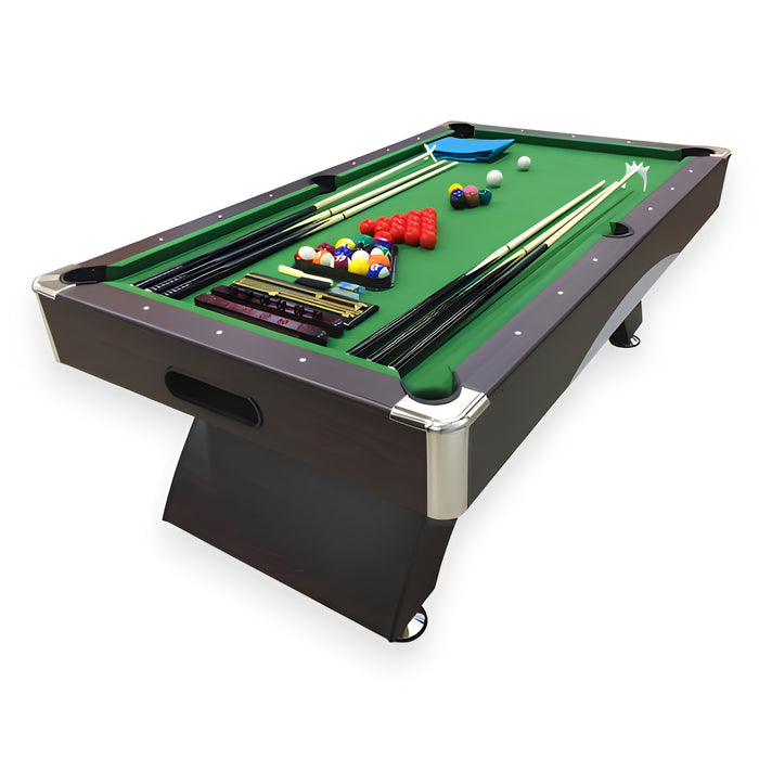 8FT Modern Billiard Table with Storage Benches – Green & Red