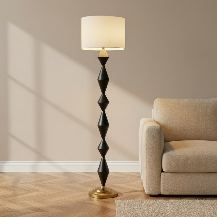 Metal Floor Lamp with Linen Shade - 35x156 cm