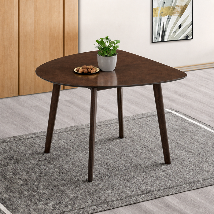 3-Seater Modern Triangular Dining Set - Dark Wood Finish