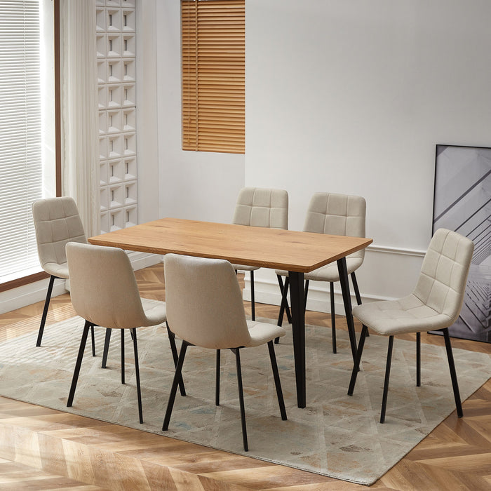 6-Seater Modern Dining Set - Light Wood Finish