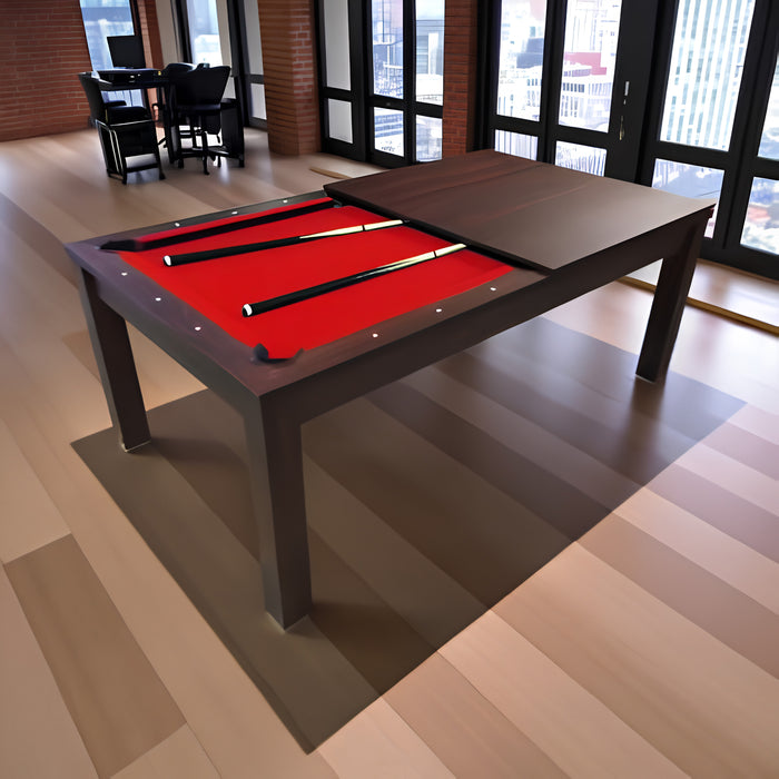 7FT Pool Table Billiards and Integrated Dining Table – Red