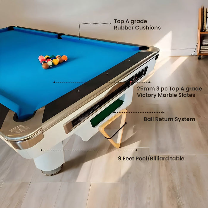 9FT European Competition Billiard Pool Table with A-Grade Marble Slate