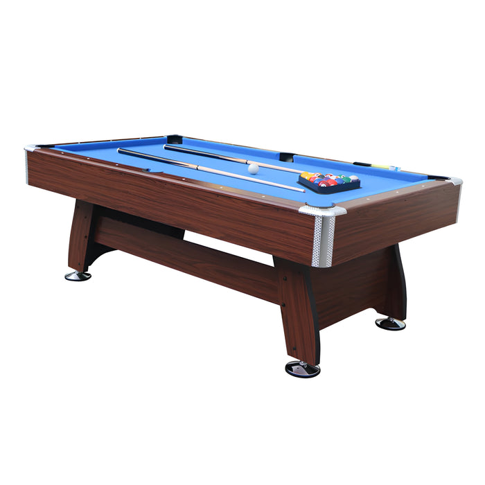7 FT Pool Table – Blue & Green Velvet Billiard Table with Accessories