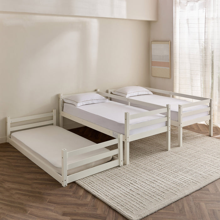 Vertical Space-Saver 3-in-1 Wooden Triple Sleeper Bed