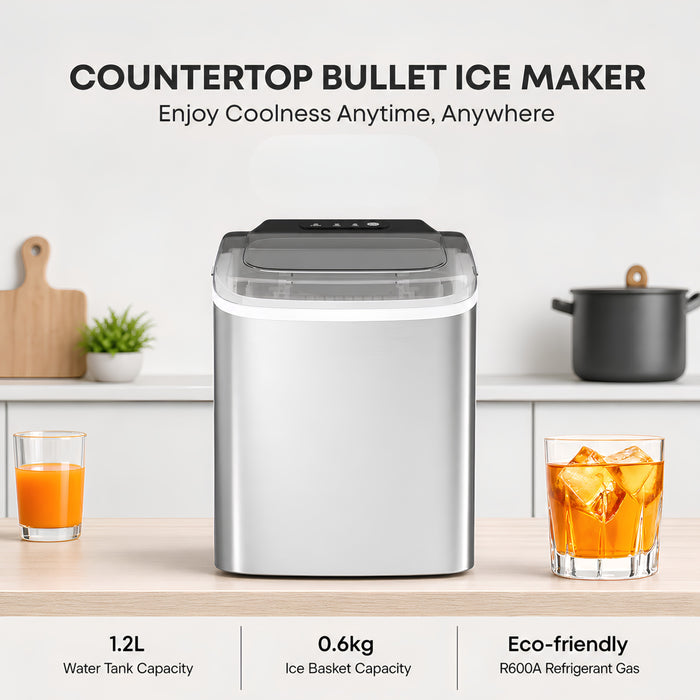 Ice Maker Machine, 12KG/24H, Portable Bullet Ice Maker with Auto Clean
