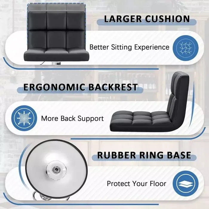 Modern Adjustable PU Leather Swivel Bar Stool, Counter Height Barstool with Back and Footrest