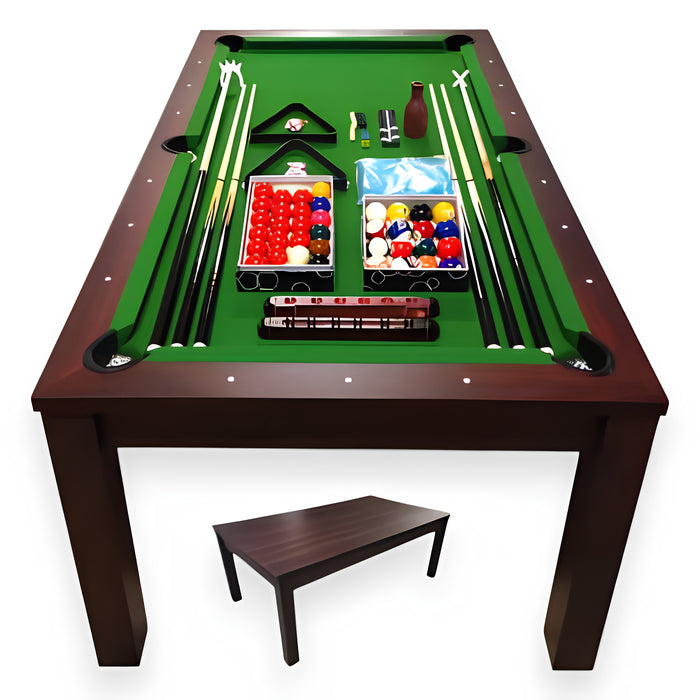 7FT Pool Table with Integrated Dining Table – Green & Blue