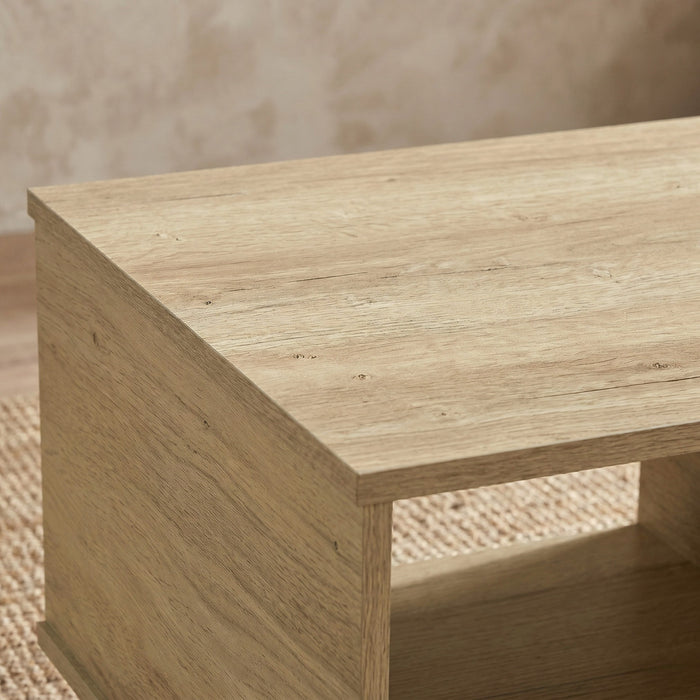 Minimalist Rectangular Coffee Table with Open Storage Compartments