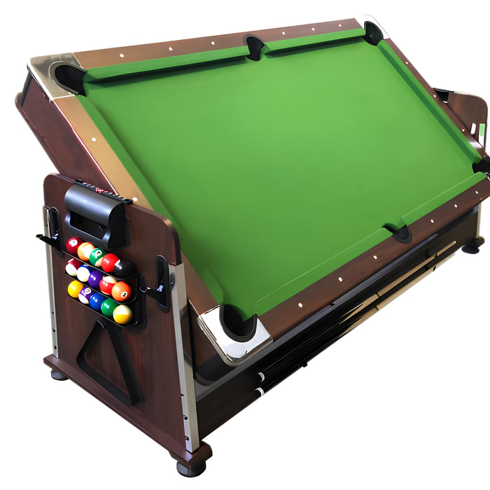 7 FT 4-in-1 Multi-Game Pool Table with Air Hockey, Table Tennis & Benches