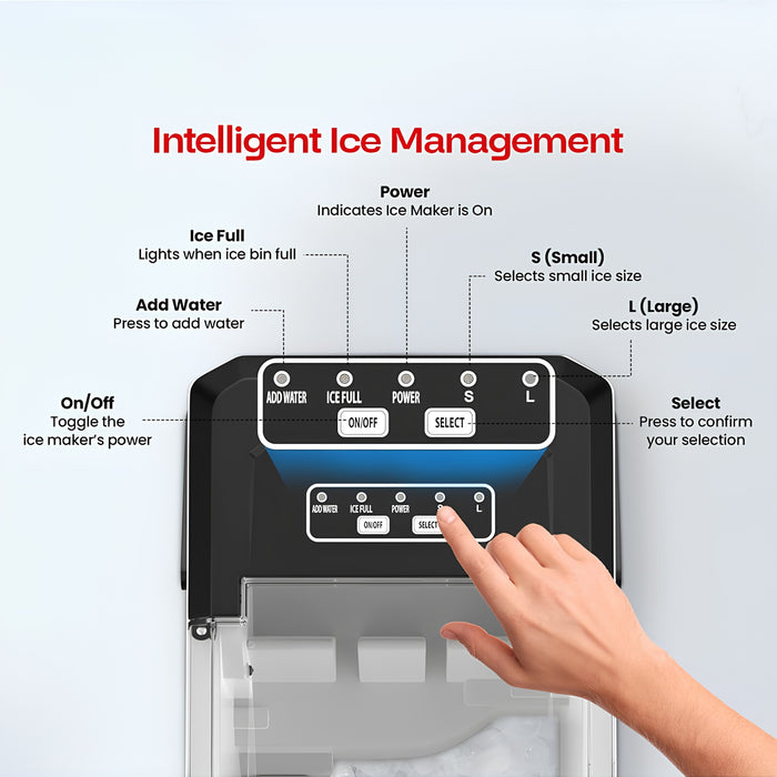 Portable Ice Maker – 12kg/Day, 1.3L Water Tank, 2 Ice Sizes