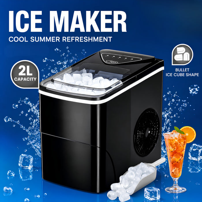 Portable Ice Maker – 15kg/24h Capacity, Fast Ice Making, 2L Water Tank, LED Display