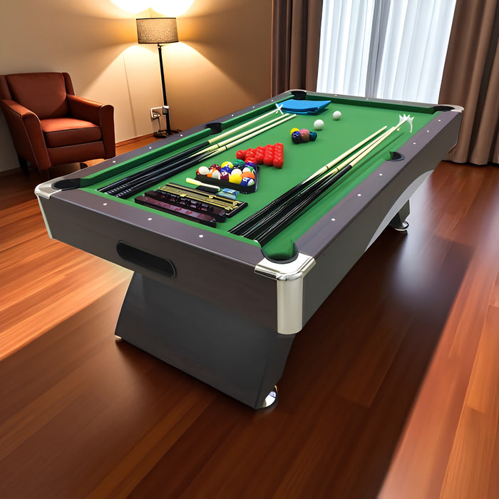 7FT Modern Billiard Table – Green & Red with Full Accessories