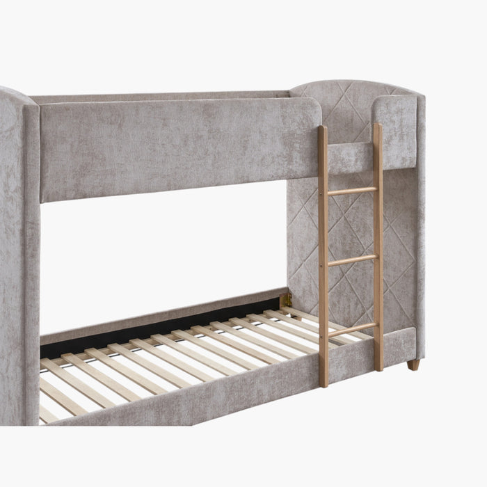 Upholstered Modern Single Bunk Bed - 90x200 cm