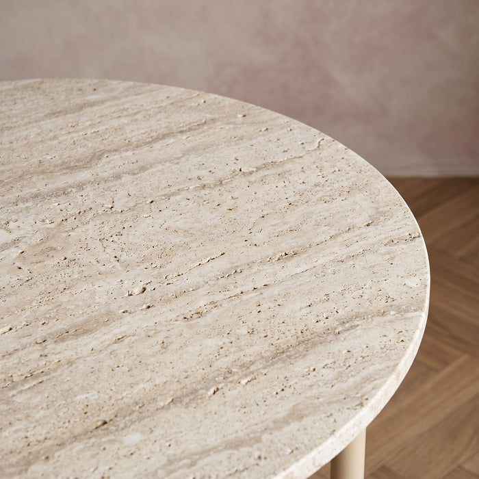 4-Seater Round Travertine Dining Set - Minimalist Style