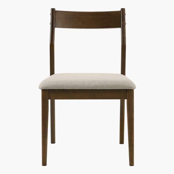 Nordic Solid Rubber Wood 6-Seater Dining Set with Upholstered Chairs