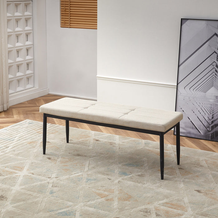 6-Seater Dining Set with Bench - Light Wood Finish