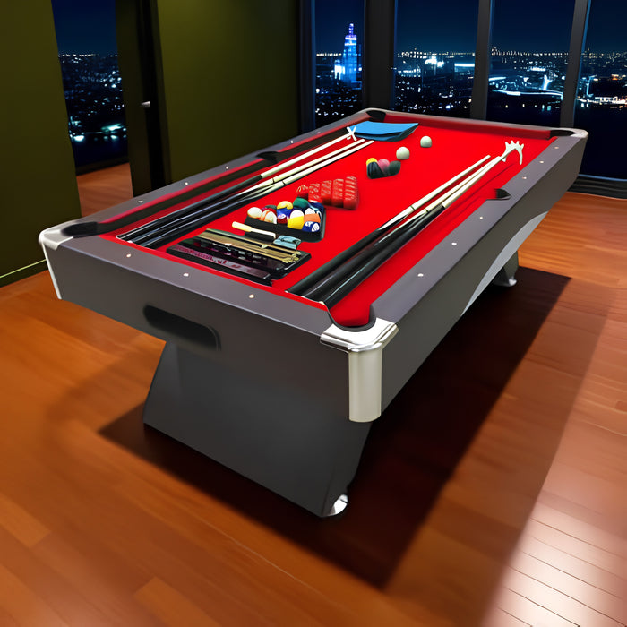 7FT Modern Billiard Table – Green & Red with Full Accessories