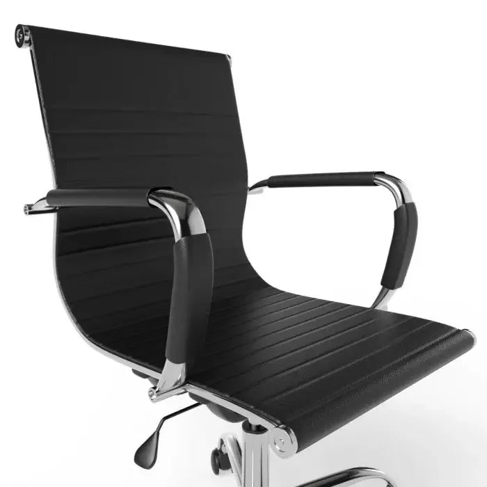 Low Back Chair Adjustable PU Chair with Fixed Arms, Tilt Lock and Rolling Castors Ideal for Home and Office