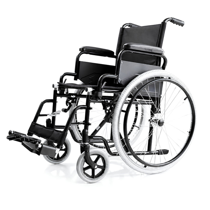 Chrome-Plated Manual Wheelchair 18-Inch Seat with Detachable Armrests & Swing-Away Footrests