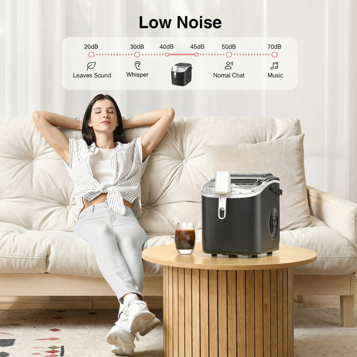 Portable Countertop Ice Maker 12KG/24H, 9 Cubes in 6 Minutes, Self-Cleaning