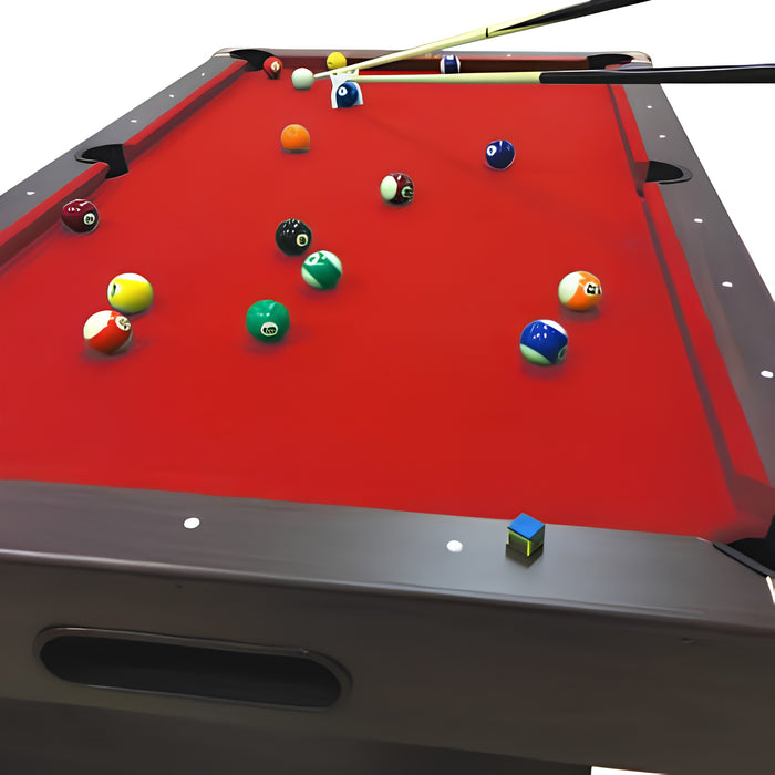7FT Modern Billiard Table – Green & Red with Full Accessories