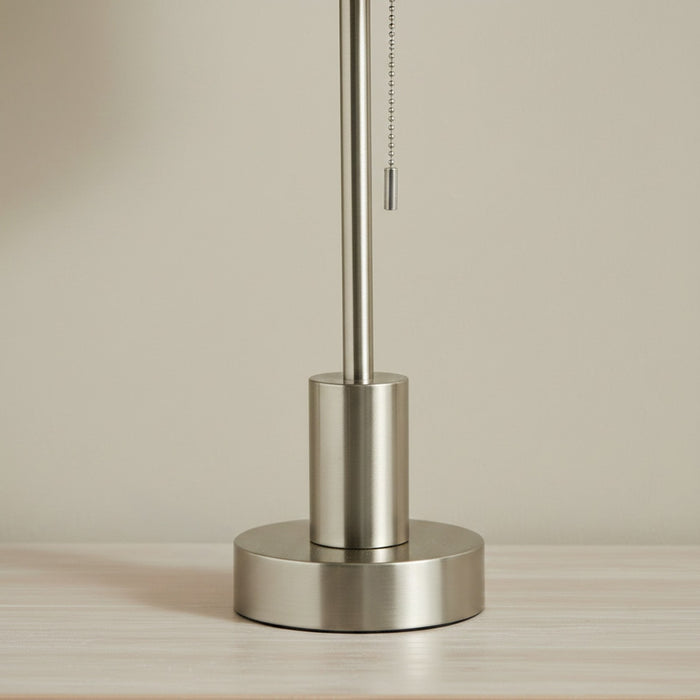 Metal Table Lamp with Textured Linen Shade - 25x62 cm