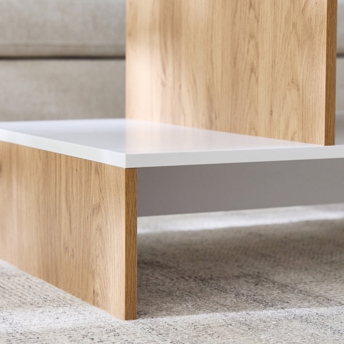 Rectangular Wooden Coffee Table with Bottom Storage Shelf