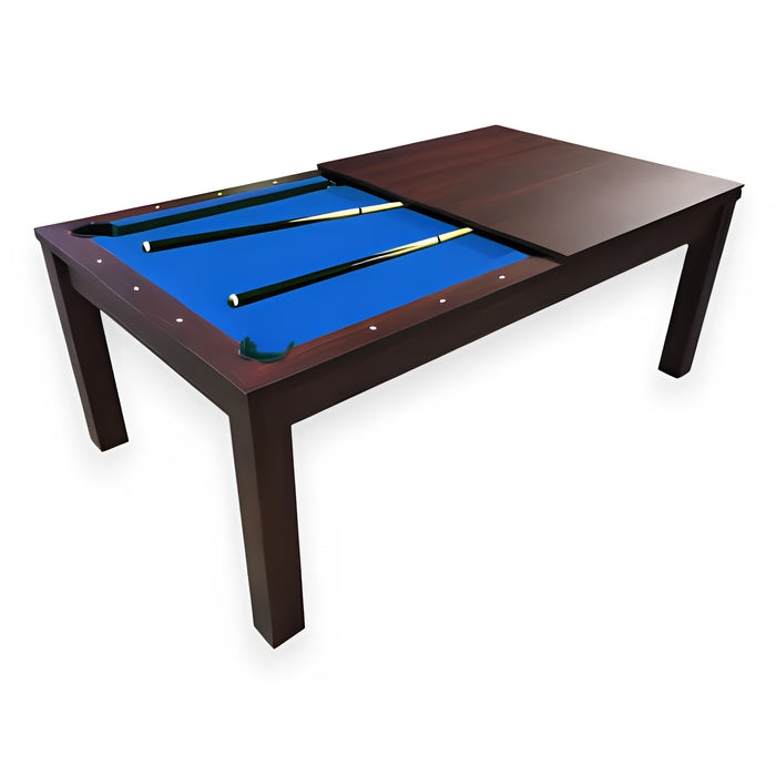 7FT Pool Table with Integrated Dining Table – Green & Blue