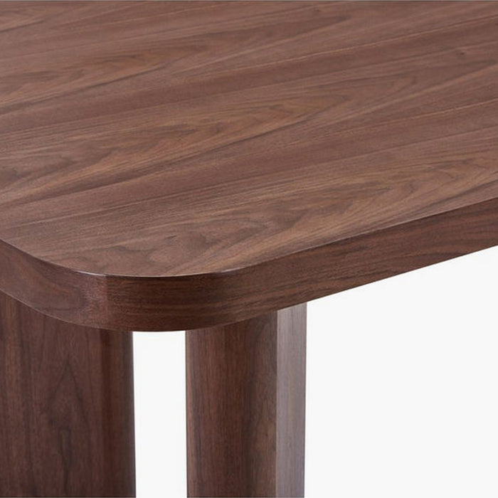 Modern Walnut Finish 6-Seater Dining Set with Upholstered Chairs
