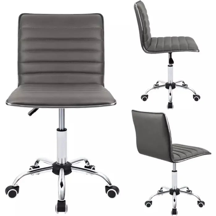 Mid Back Task Chair Comfortable Low Back Leather Swivel Office Desk Chair with Foam Molded Seat and Armless
