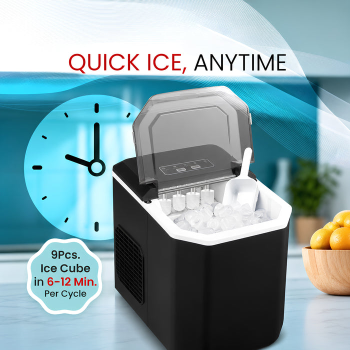 12KG/24H Countertop Ice Maker, Portable Bullet Ice Machine with LED Display
