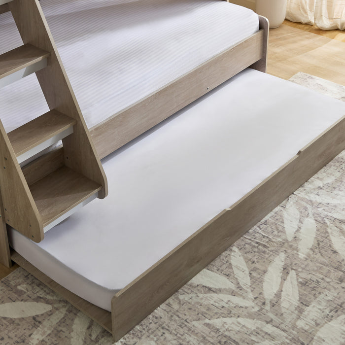 Single over Double Bunk Bed Frame with Pull-Out Trundle & Shelves (90x200 & 120x200 cm)