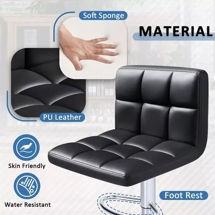 Modern Adjustable PU Leather Swivel Bar Stool, Counter Height Barstool with Back and Footrest