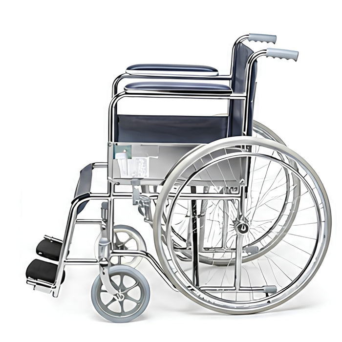 Durable Foldable Manual Wheelchair with Chromed Steel Frame