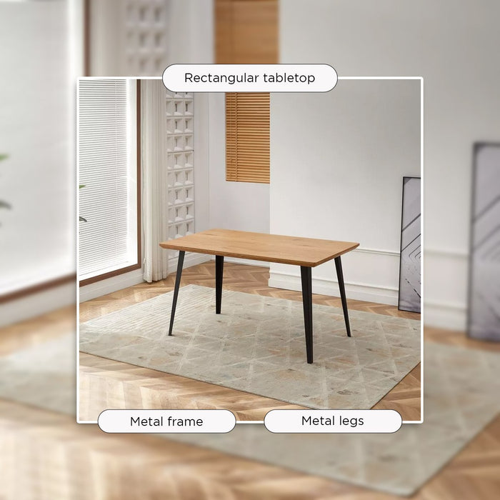 6-Seater Dining Set with Bench - Light Wood Finish