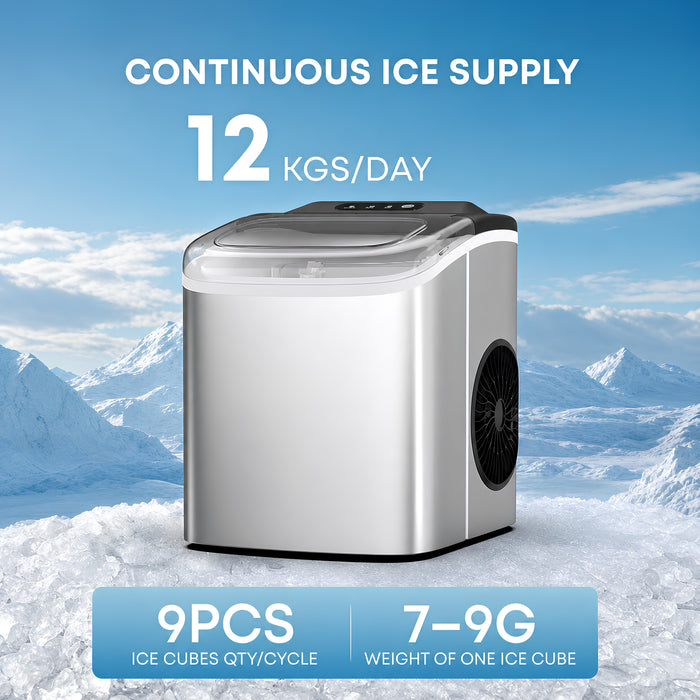 Ice Maker Machine, 12KG/24H, Portable Bullet Ice Maker with Auto Clean