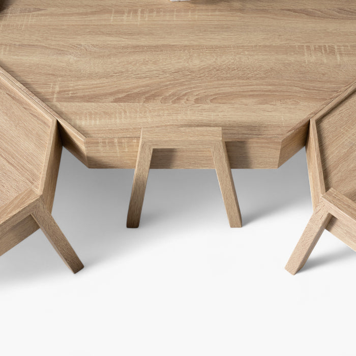 5-Piece Octagonal Wooden Coffee Table Set