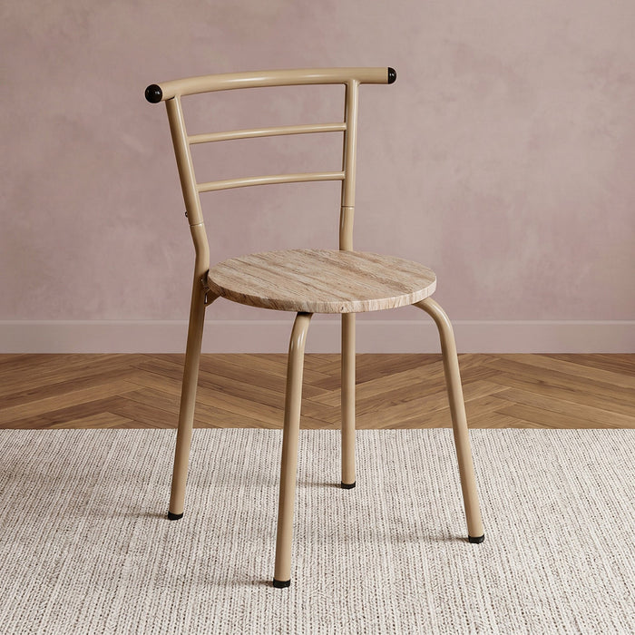 4-Seater Round Travertine Dining Set - Minimalist Style