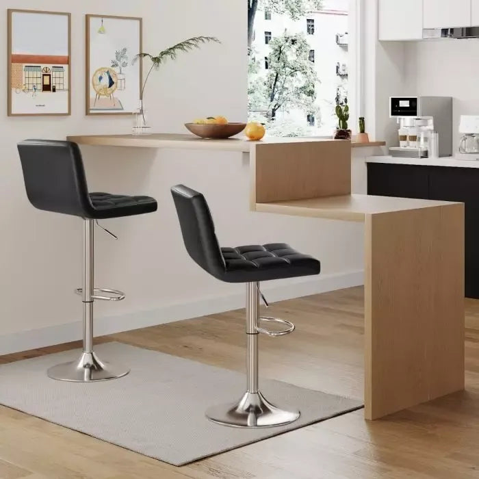 Modern Adjustable PU Leather Swivel Bar Stool, Counter Height Barstool with Back and Footrest