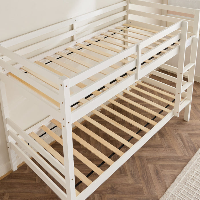 Modern Solid Wooden Single Bunk Bed - 90x200 cm