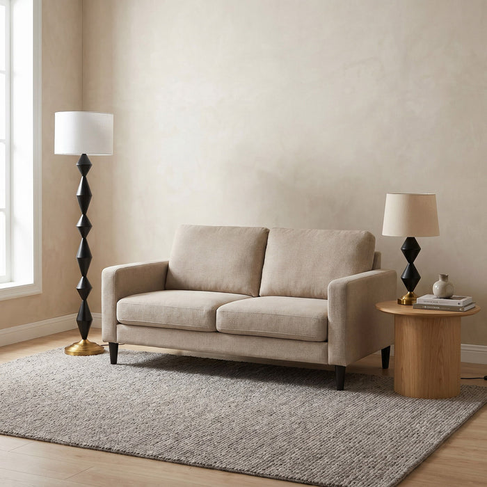 Metal Floor Lamp with Linen Shade - 35x156 cm