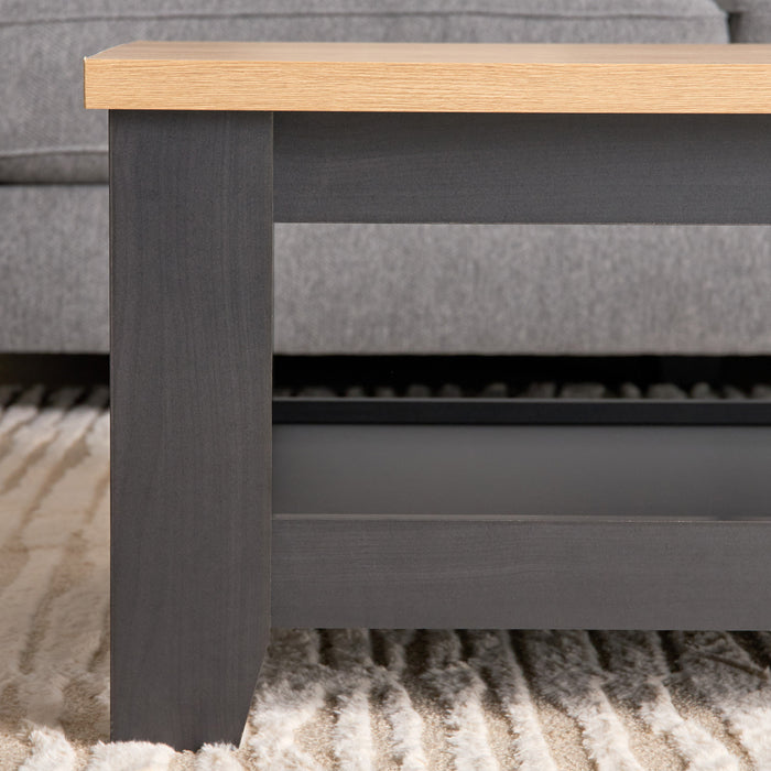 Modern Rectangular Wooden Coffee Table with Bottom Storage Shelf