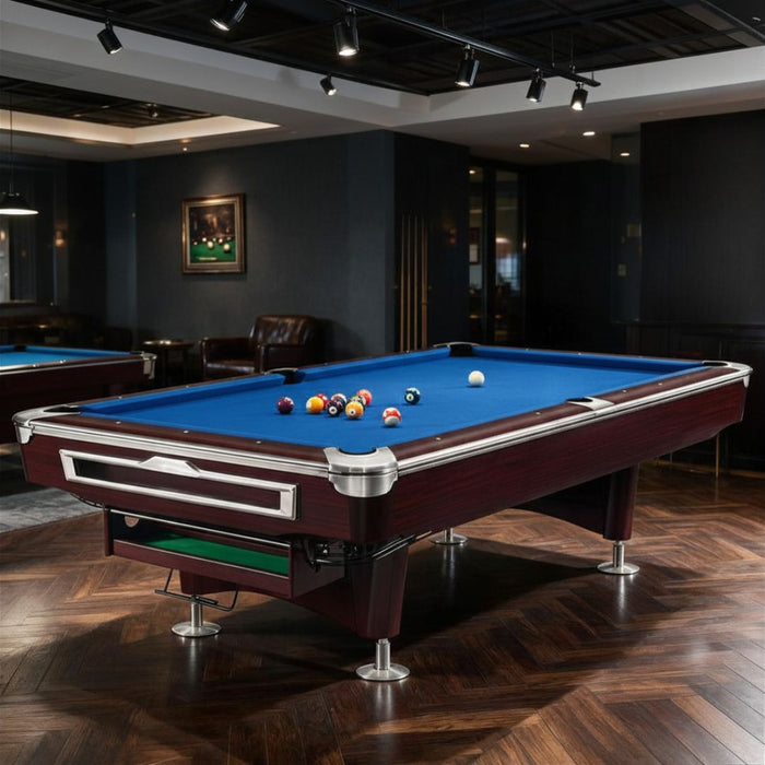 9ft Modern Black Slate Billiard Pool Table with Ball Return