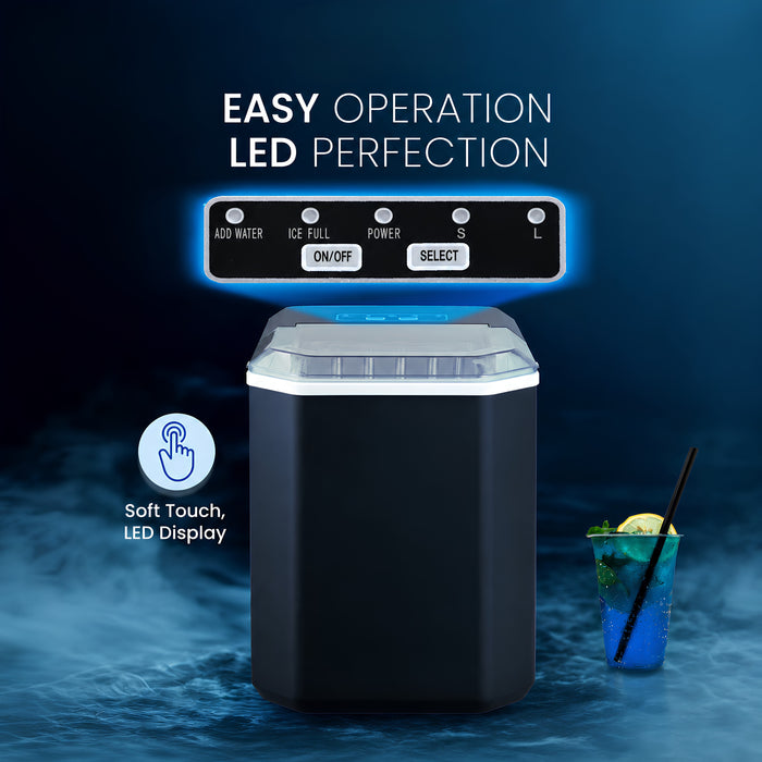 12KG/24H Countertop Ice Maker, Portable Bullet Ice Machine with LED Display