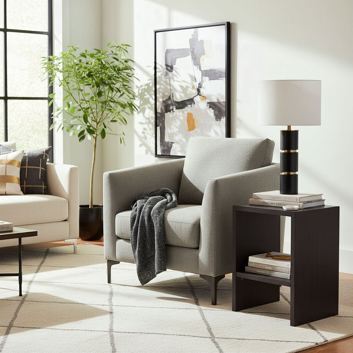 Modern Metal Table Lamp with Linen Shade - 34x59 cm