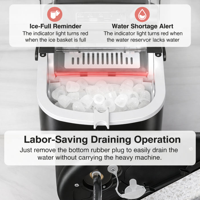Portable Countertop Ice Maker 12KG/24H, 9 Cubes in 6 Minutes, Self-Cleaning